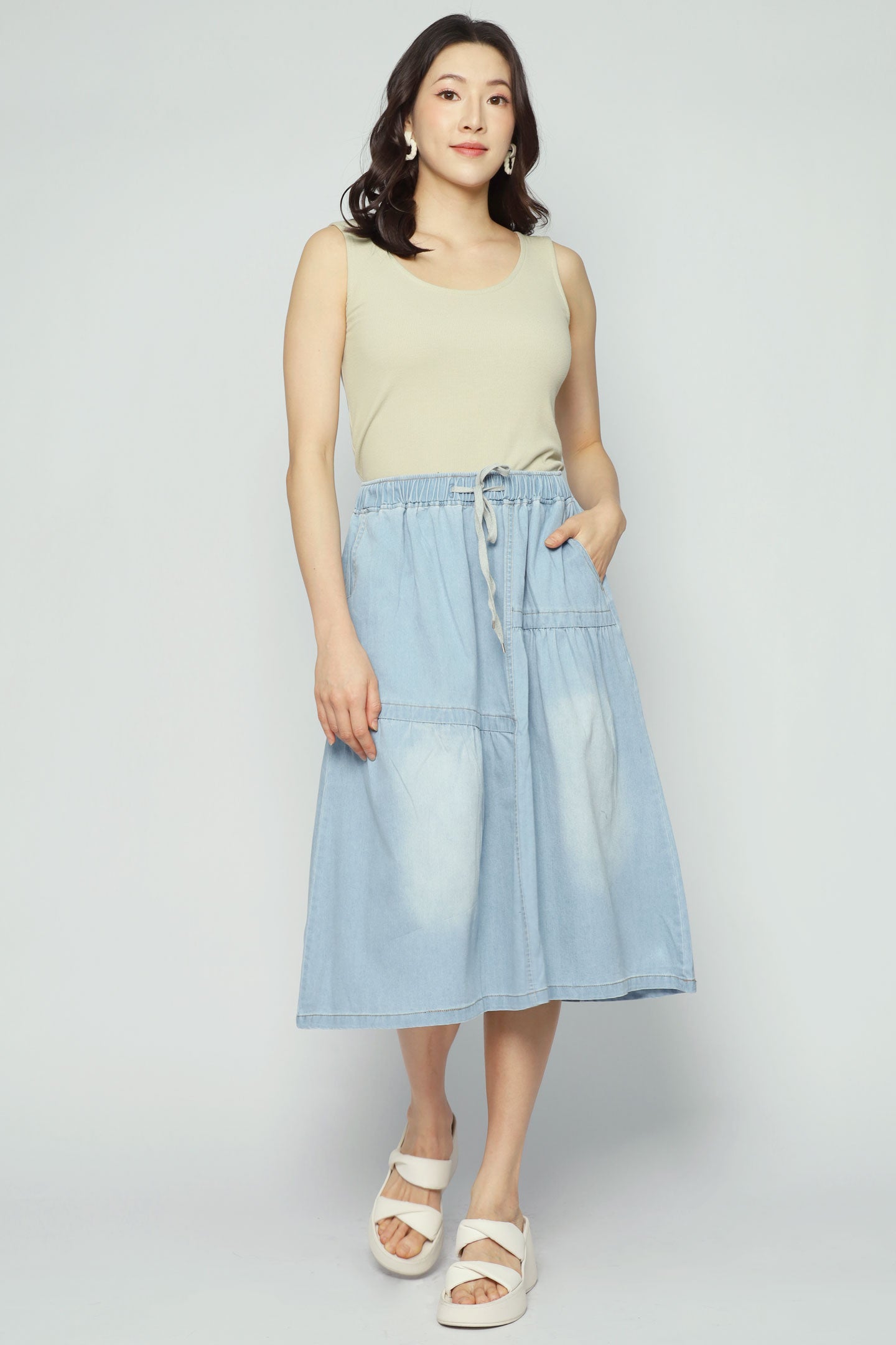 Pean Denim Skirt in Light Blue