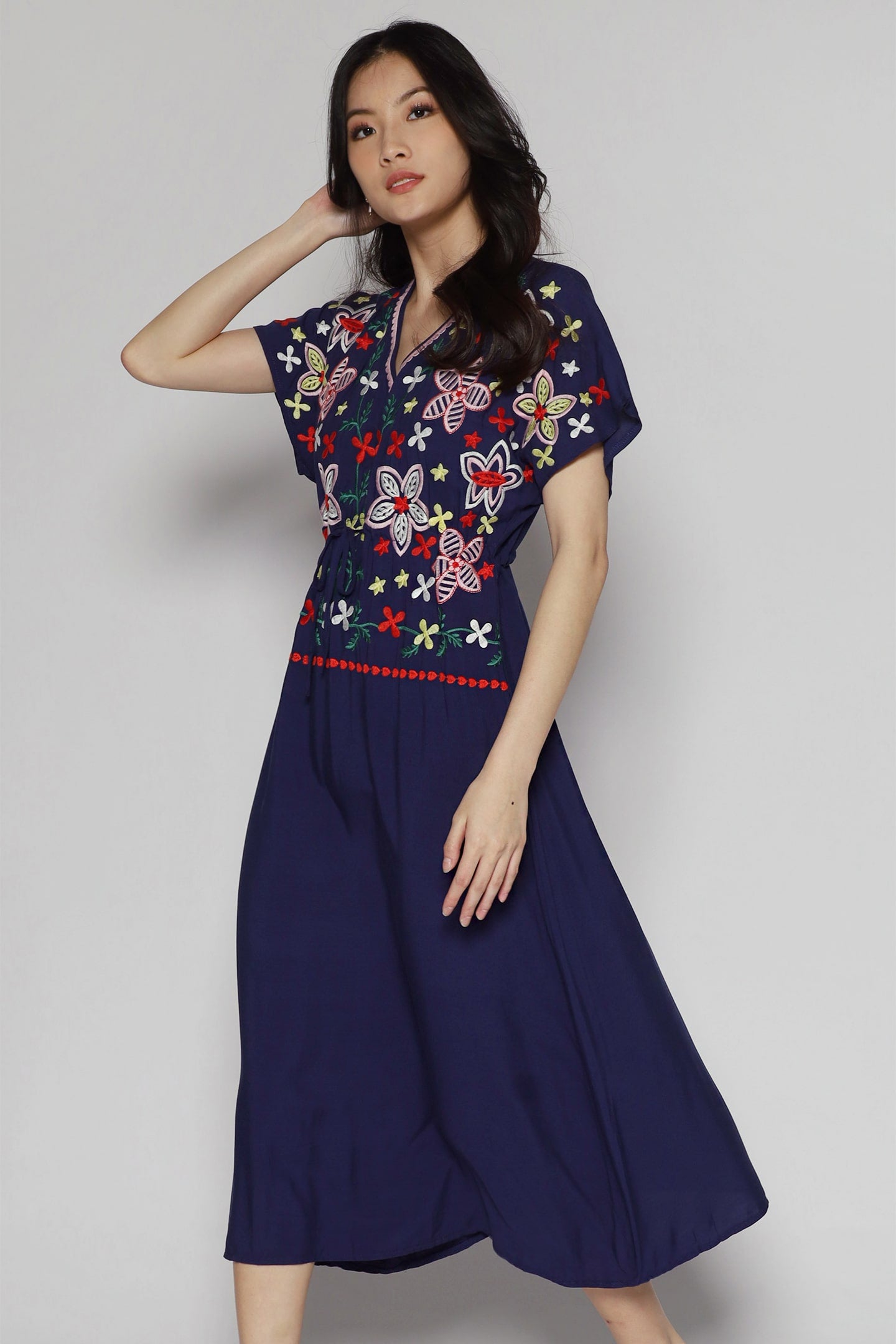 Pasha Embroidery Dress in Blue