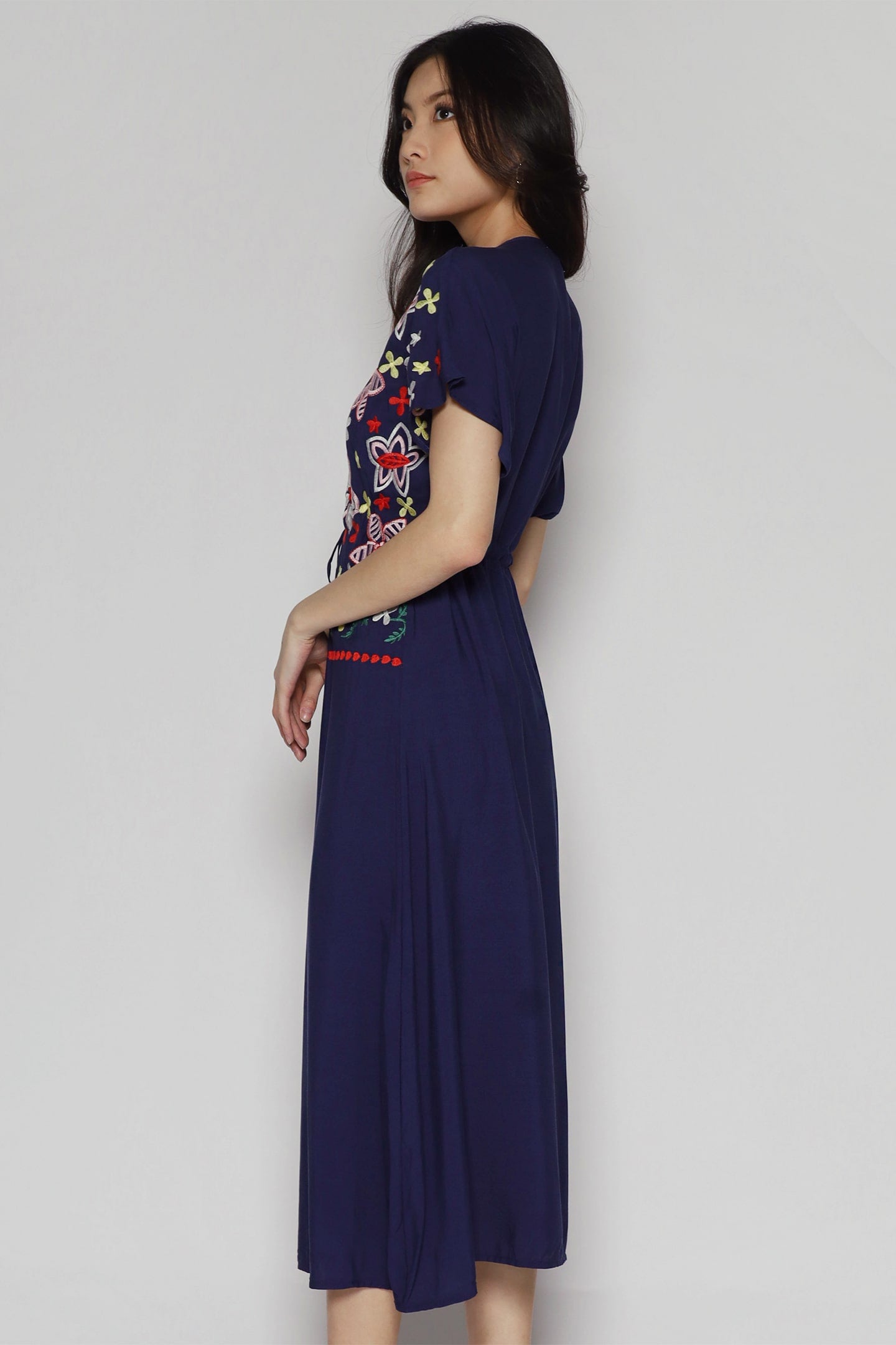 Pasha Embroidery Dress in Blue