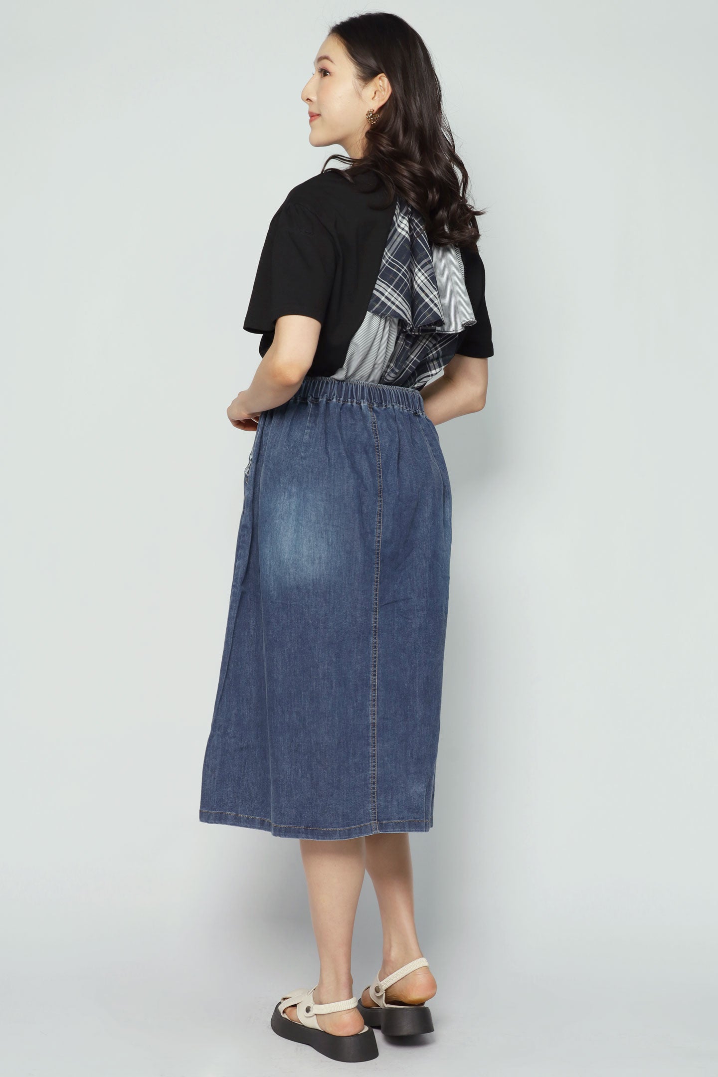 Pean Denim Skirt in Dark Blue