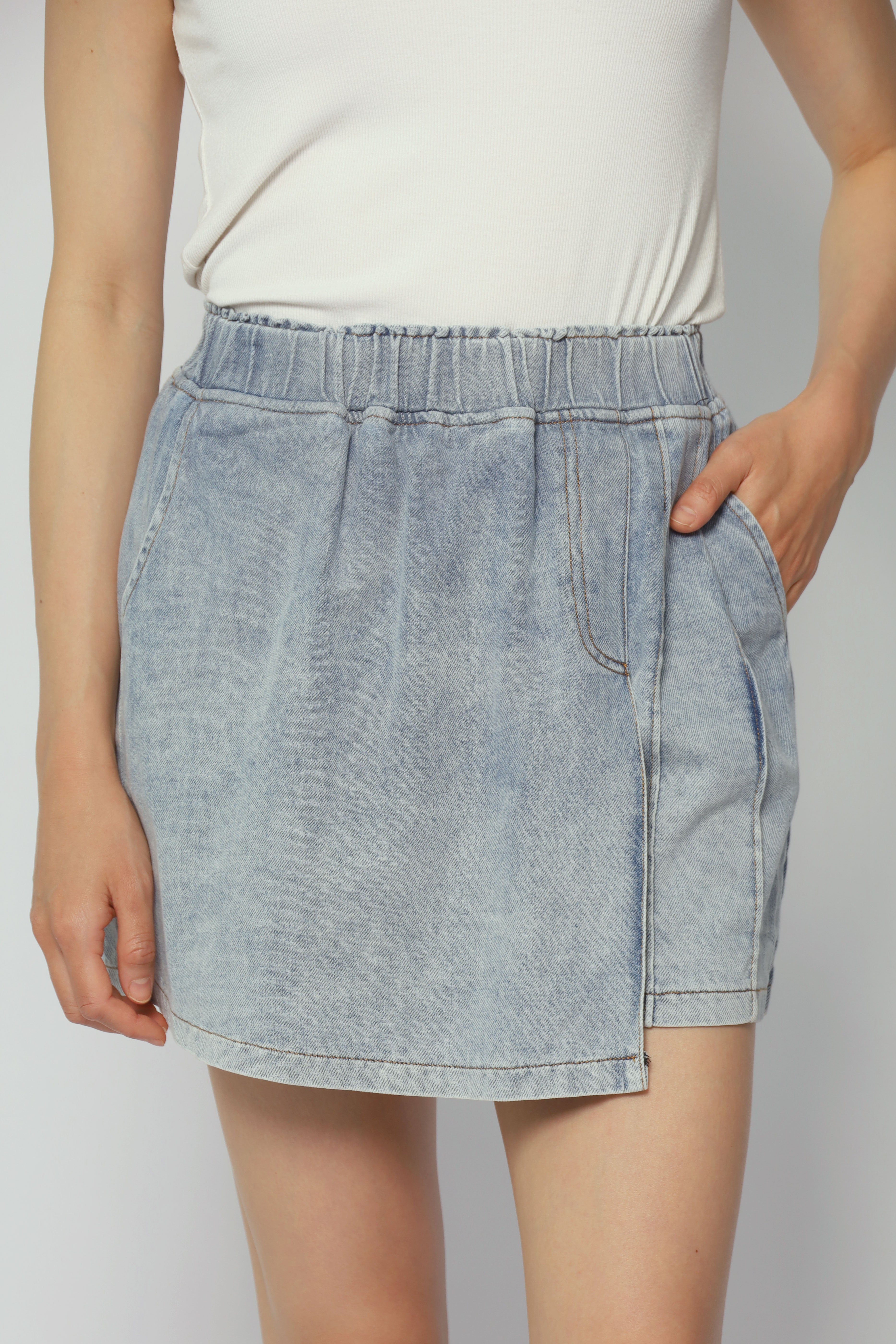 Backorders Pham Skorts in Blue Denim
