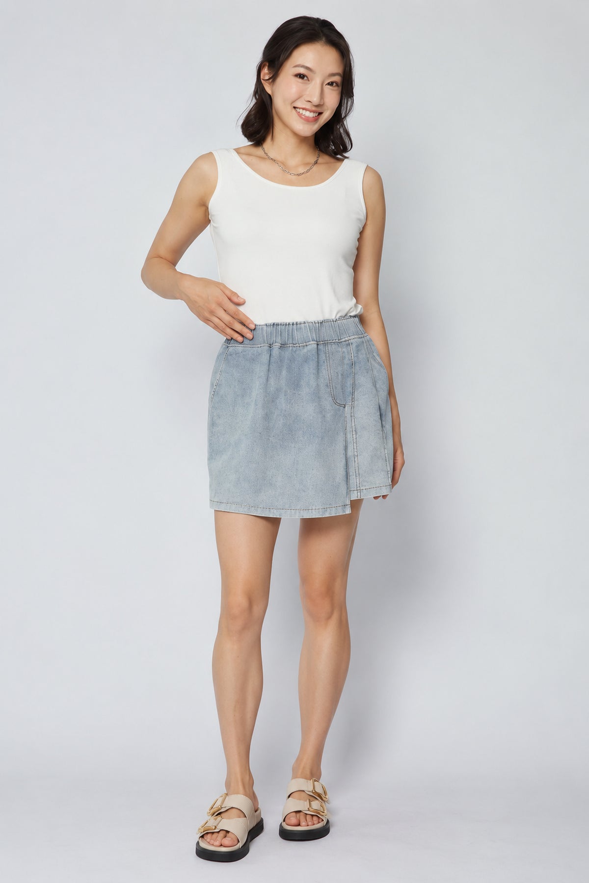 Pham Skorts in Light Blue Denim