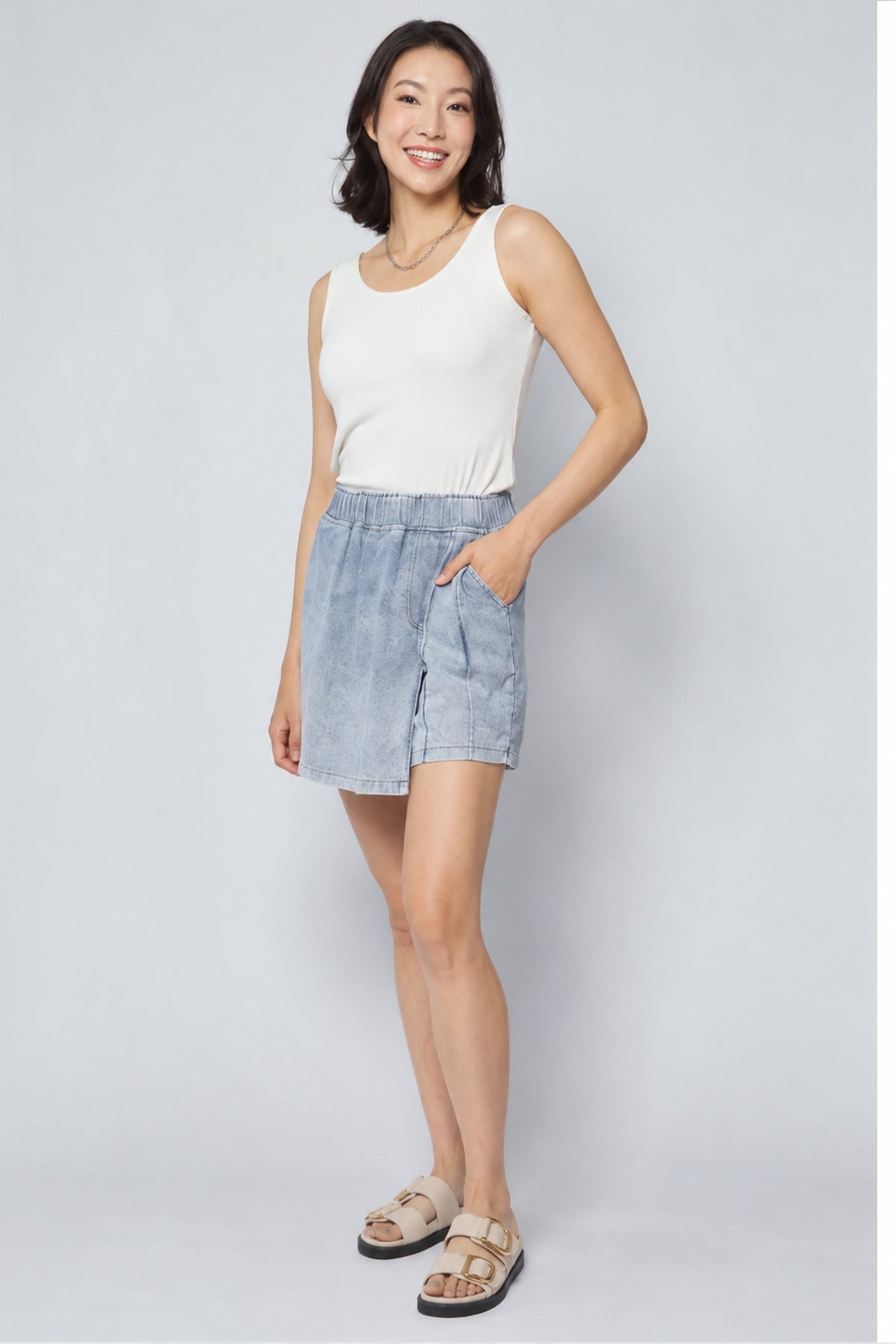 Pham Skorts in Light Blue Denim