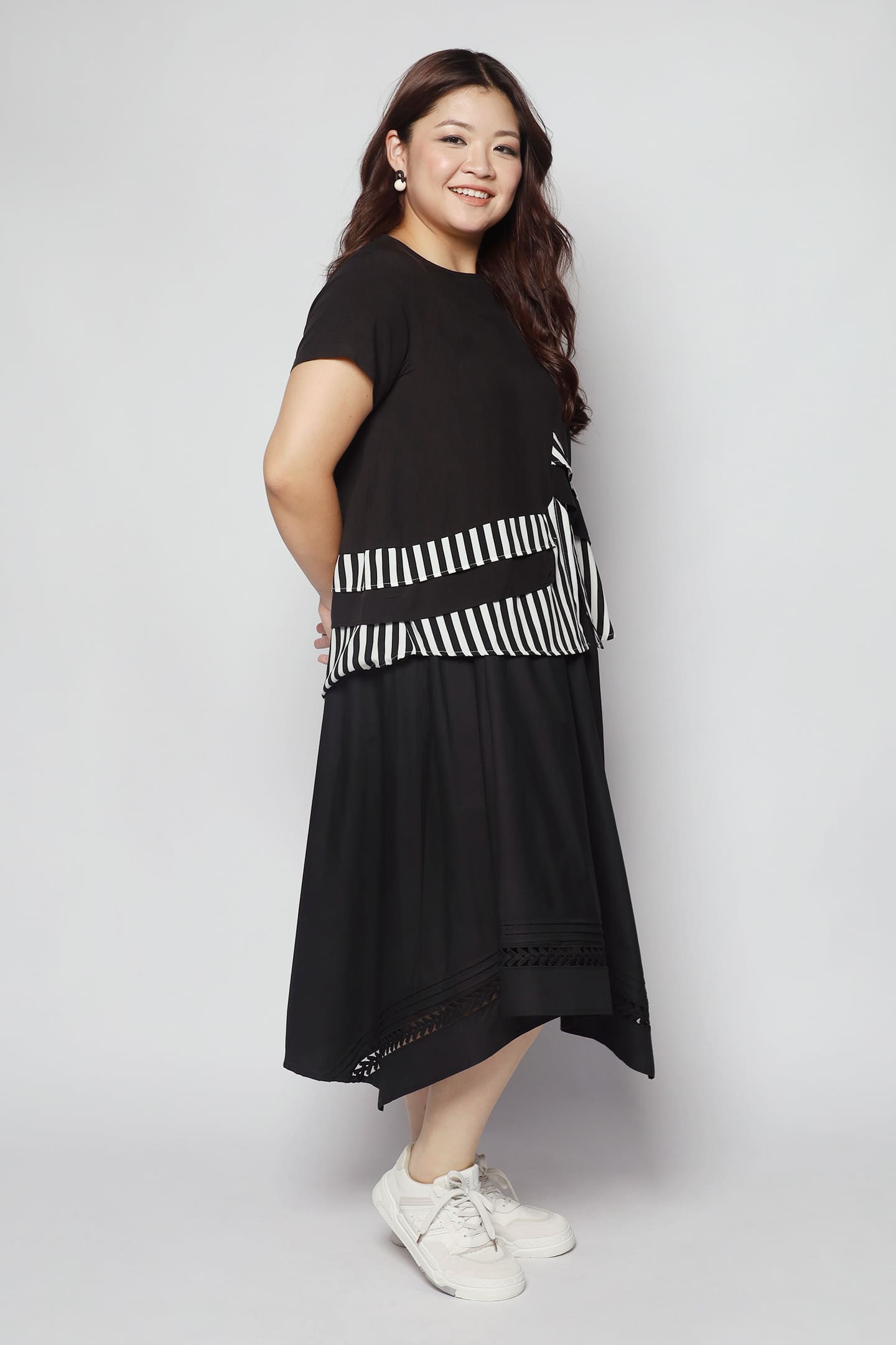 Pikk Stripe Top in Black