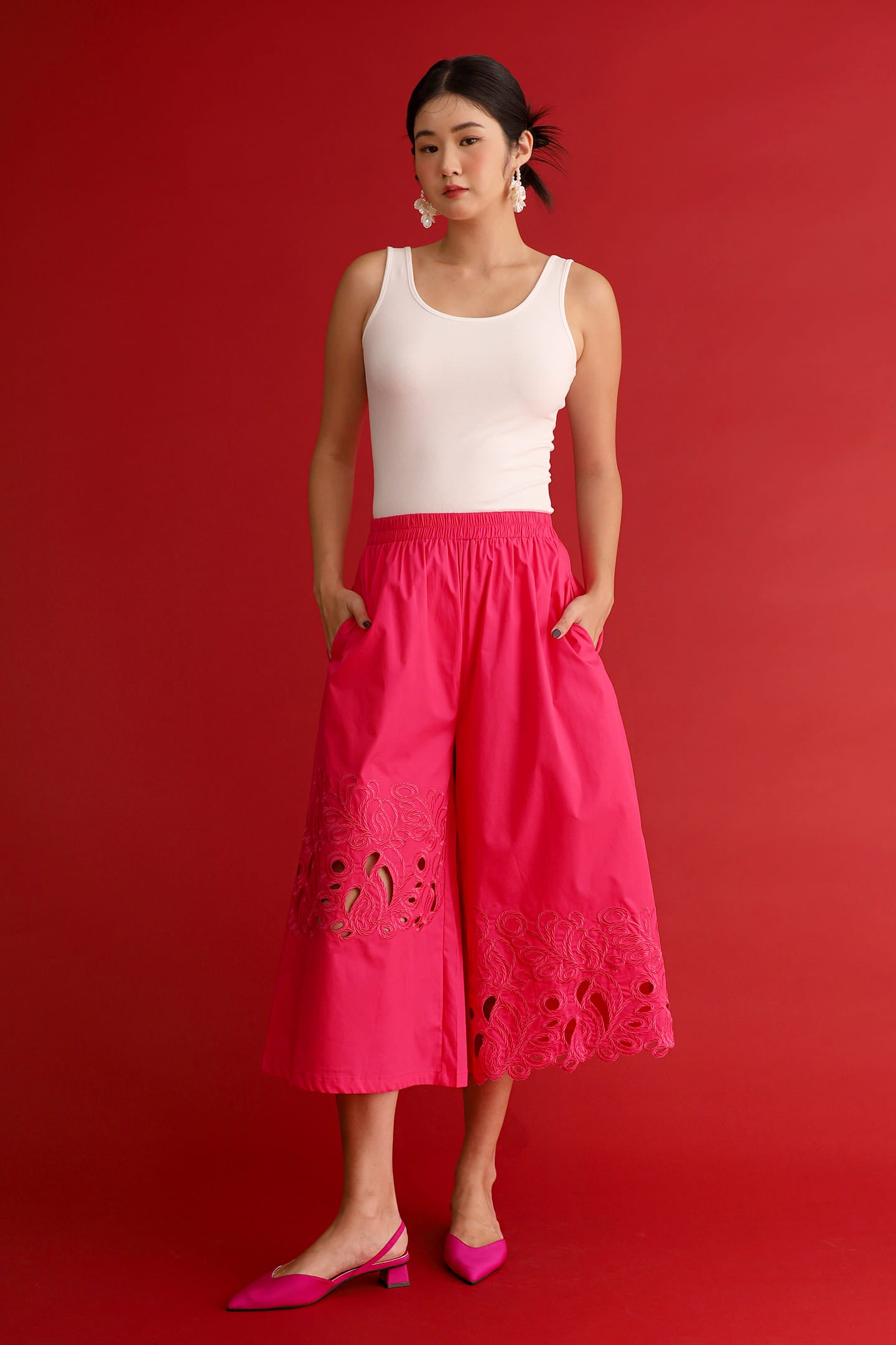 CHOSEN - Pink Reign Embroidered Culottes
