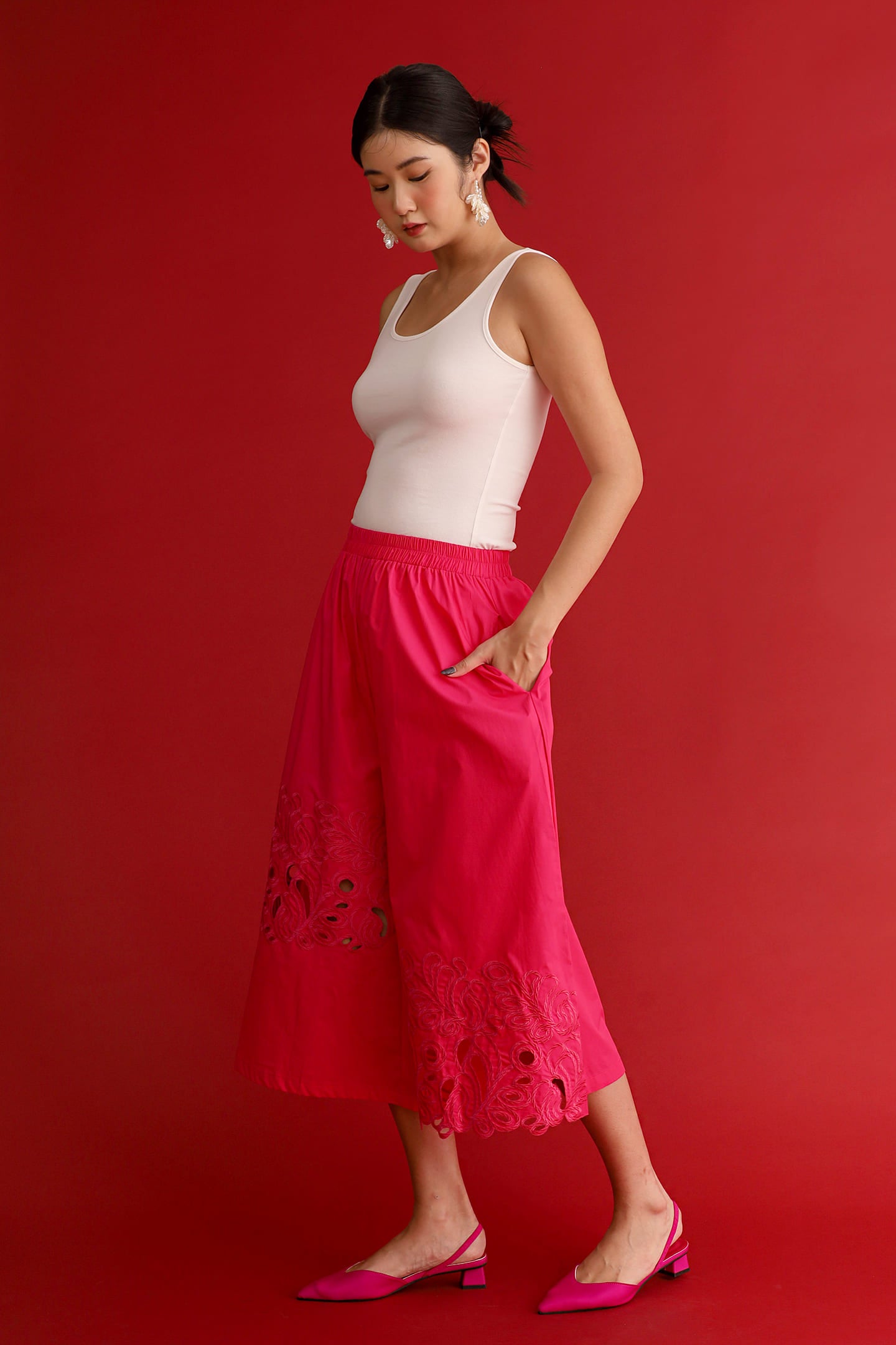 CHOSEN - Pink Reign Embroidered Culottes