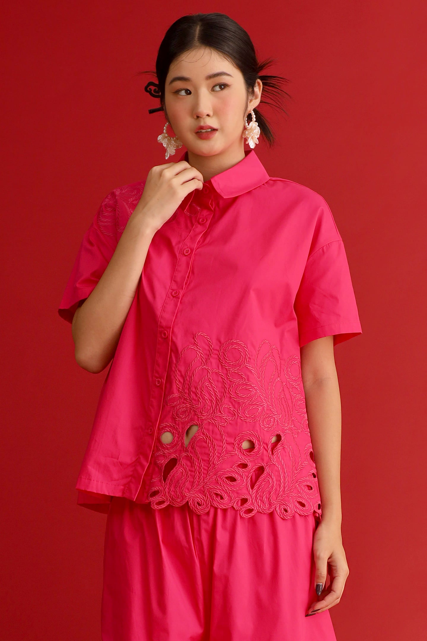 CHOSEN - Pink Reign Embroidered Top