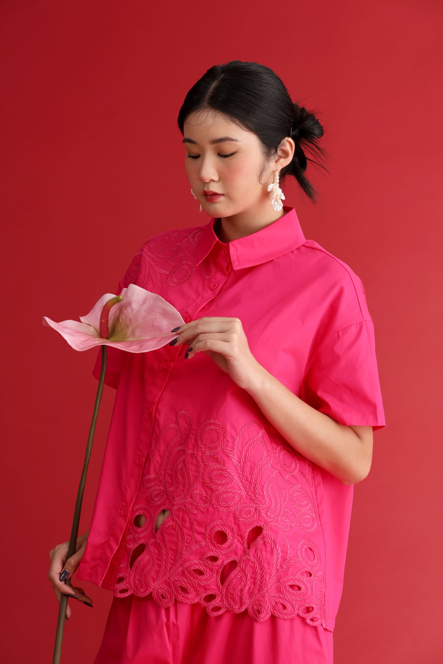 CHOSEN - Pink Reign Embroidered Top
