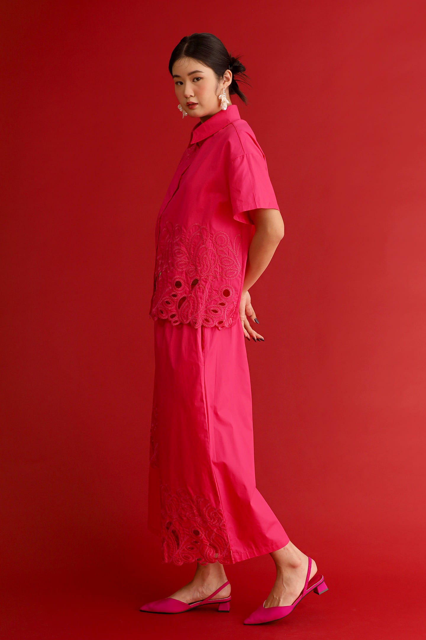CHOSEN - Pink Reign Embroidered Culottes