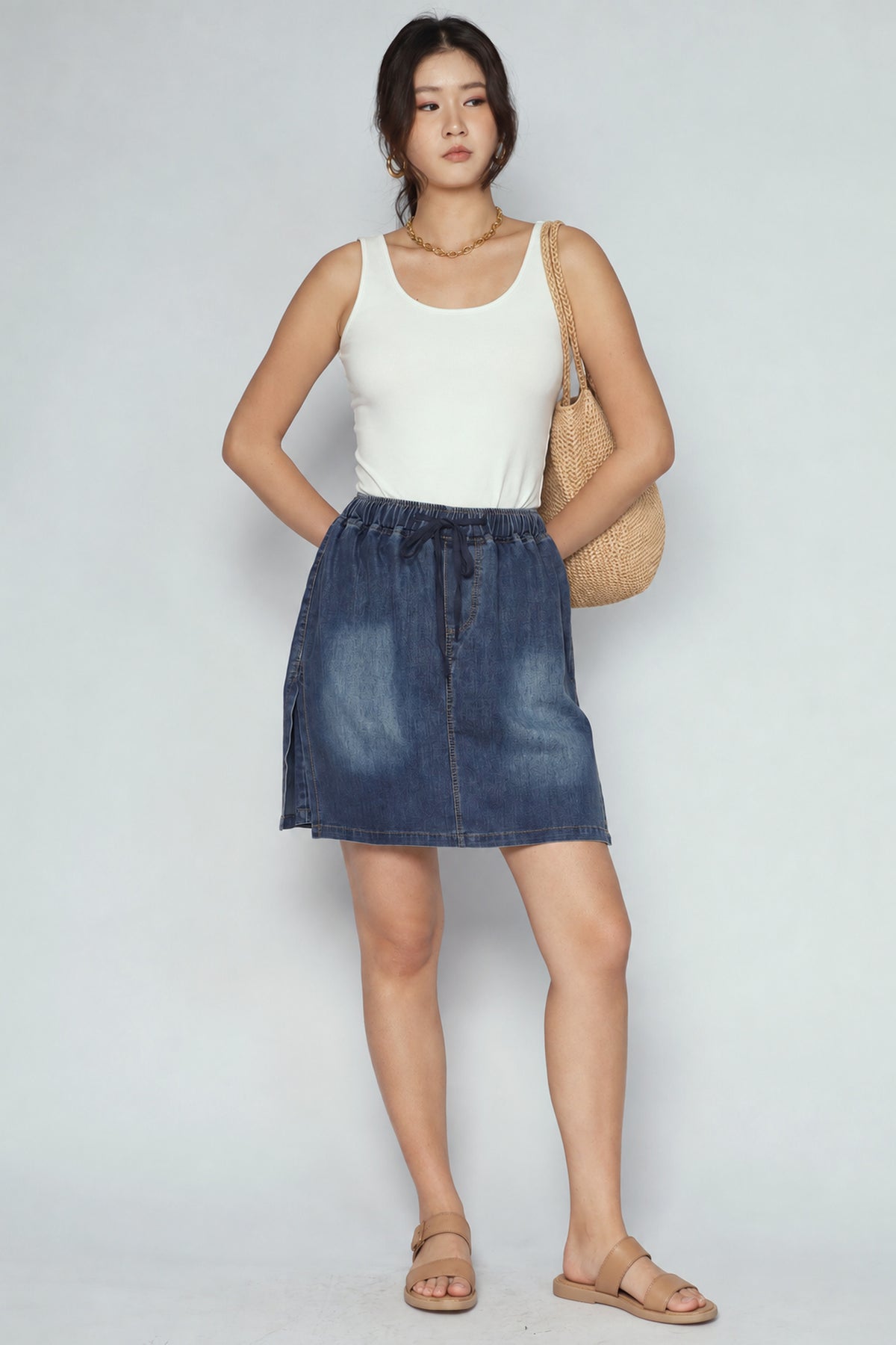 Popie Denim Skorts in Blue