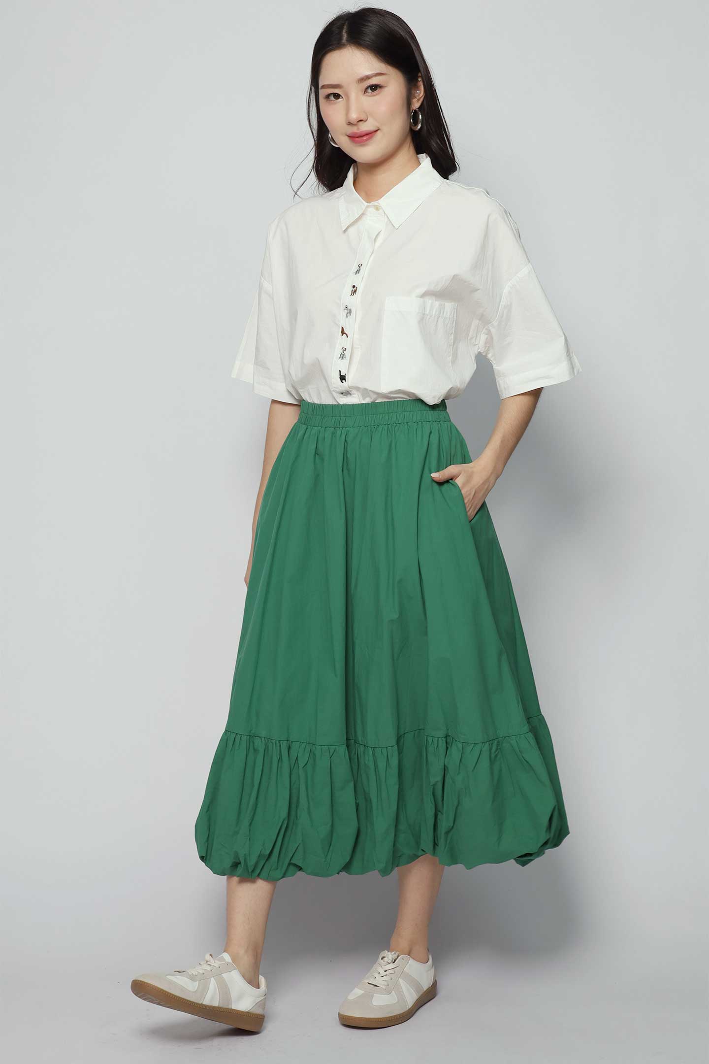 Portia Bubble Skirt in Green