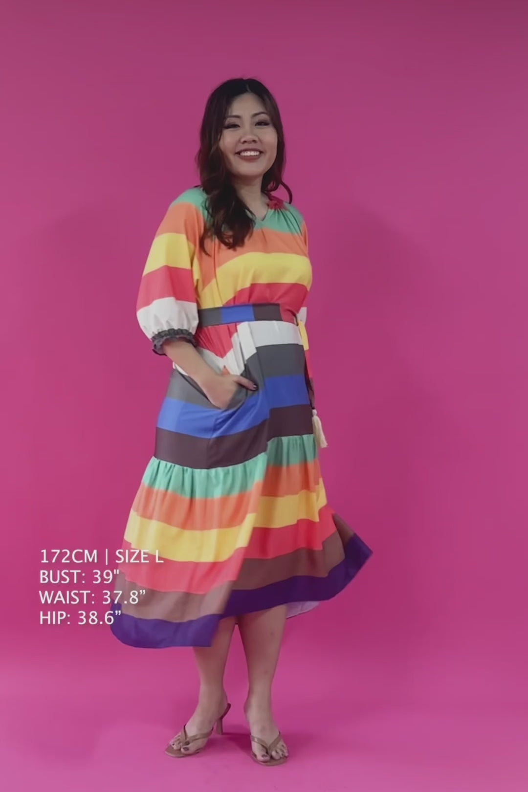 Paola Midi Dress in Rainbow