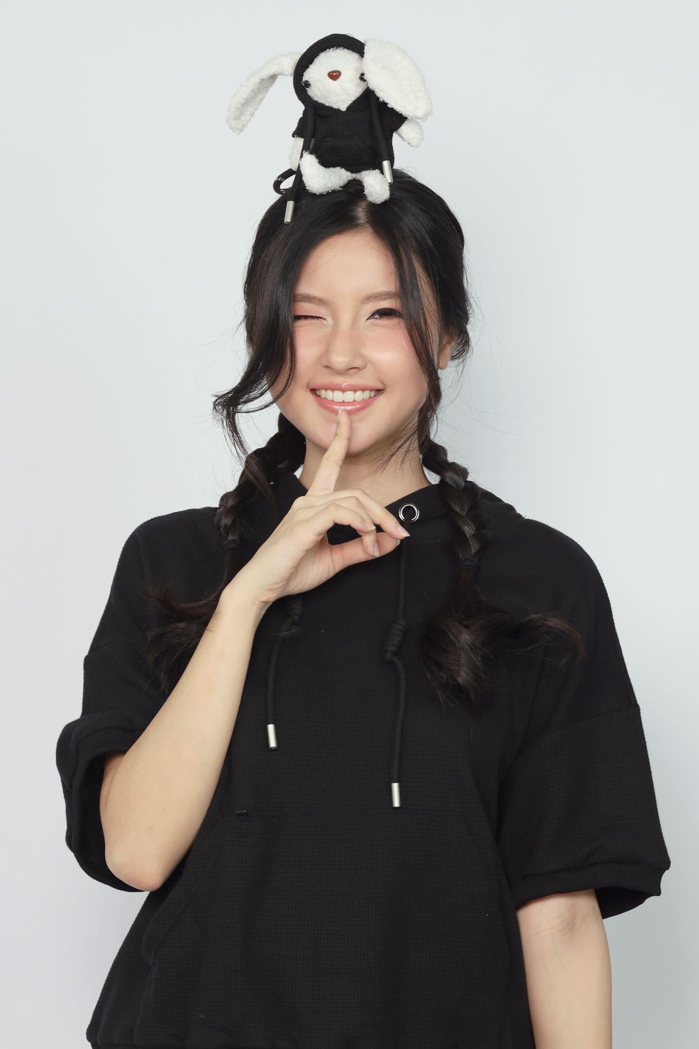 JOY -  Rabibi Bunny Hoodie Top in Black
