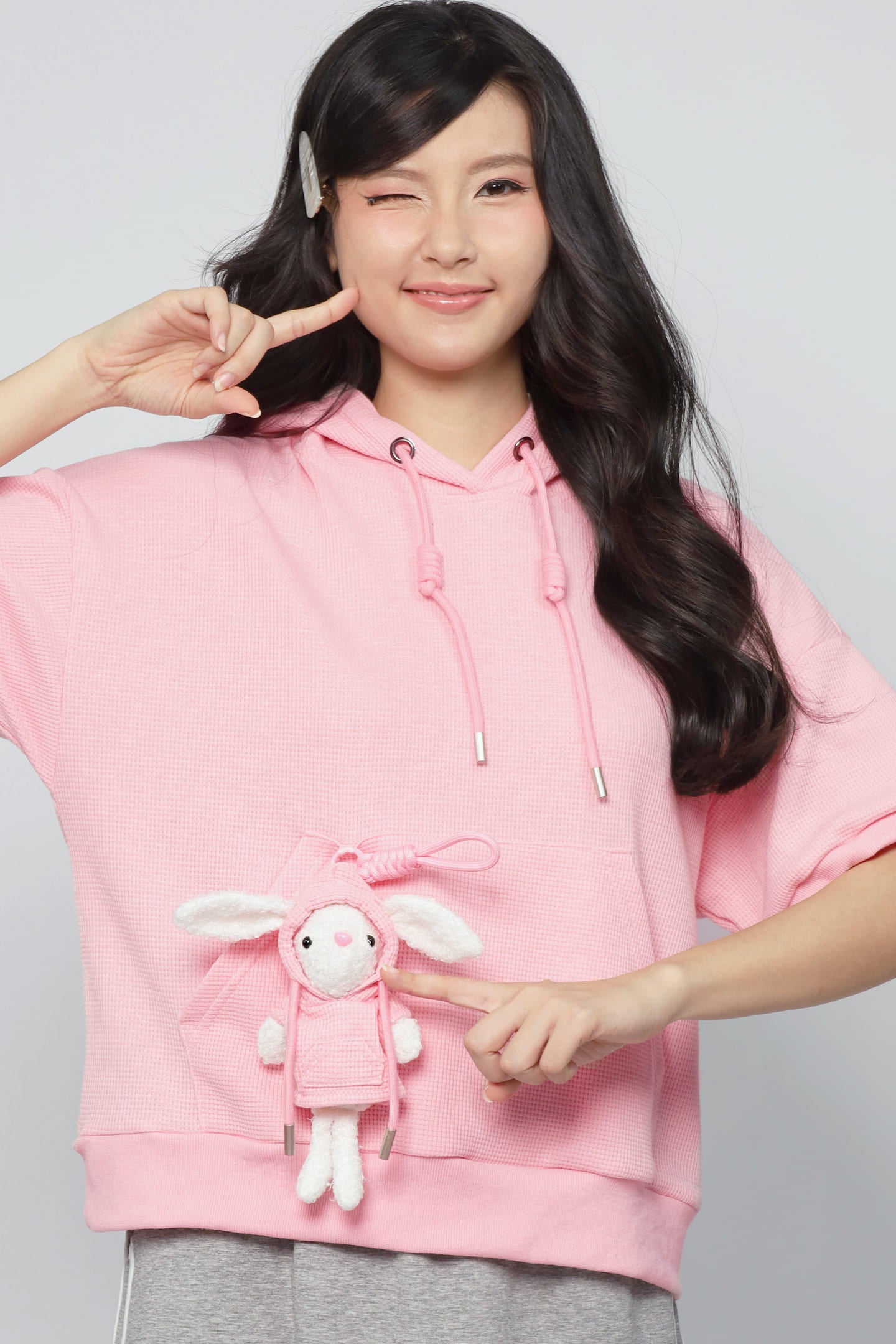JOY -  Rabibi Bunny Hoodie Top in Pink