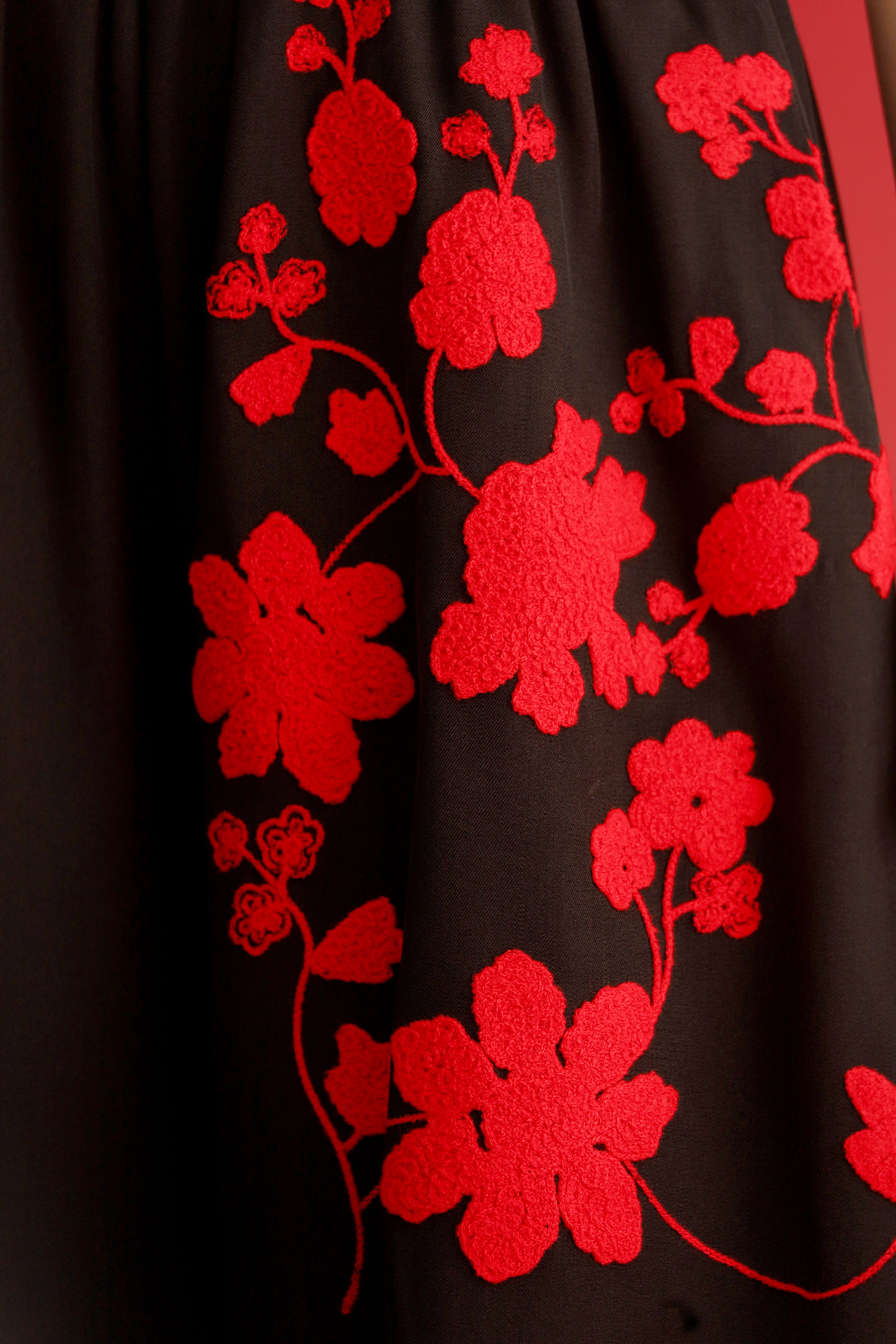 CHOSEN - Red Dynasty Embroidered Pants