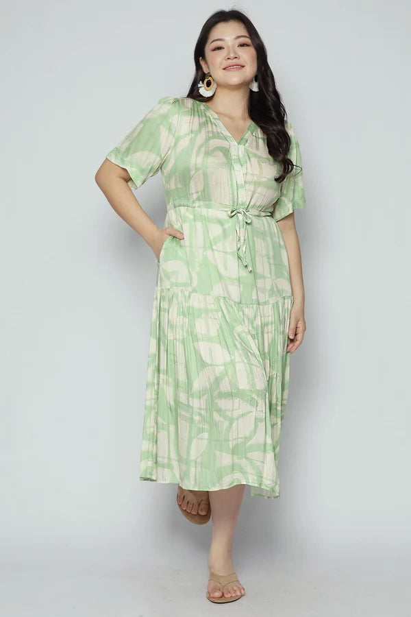 Reisha Dress in Sage Strokes