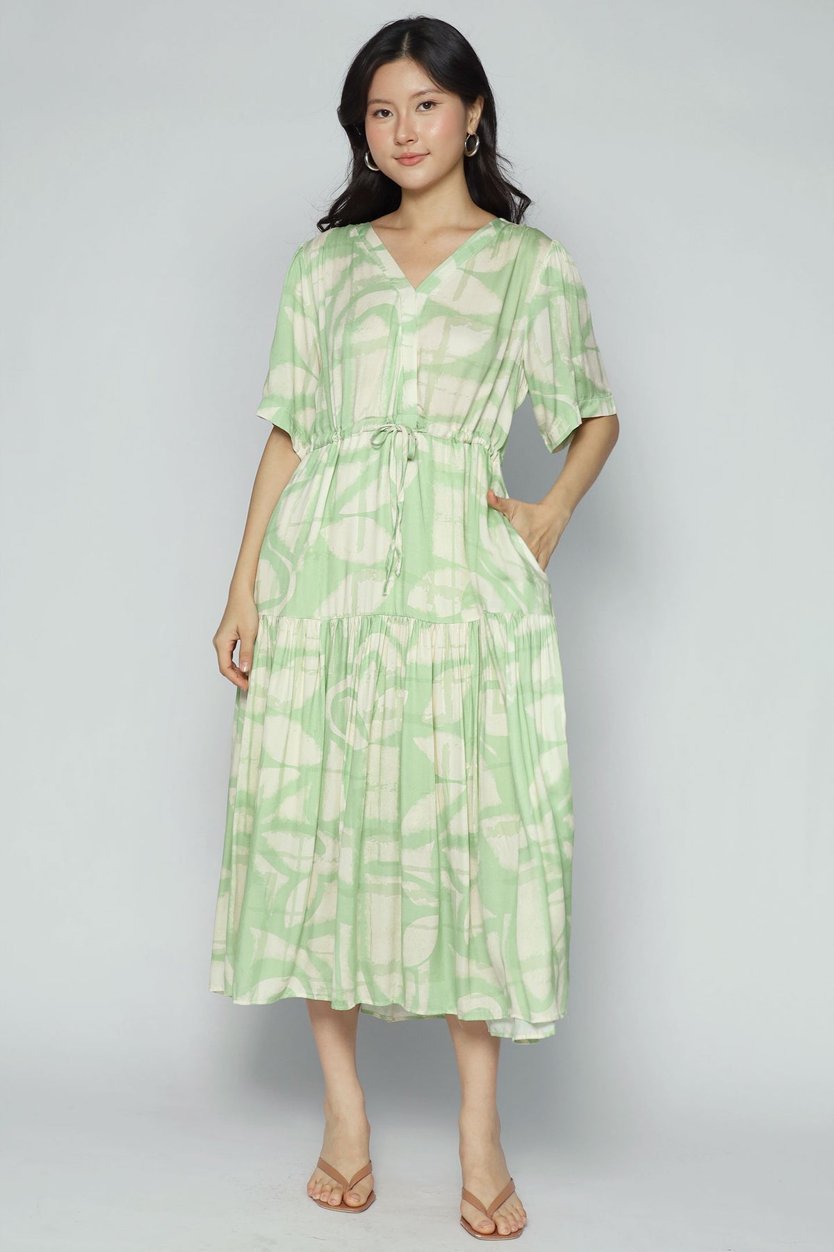 Reisha Dress in Sage Strokes