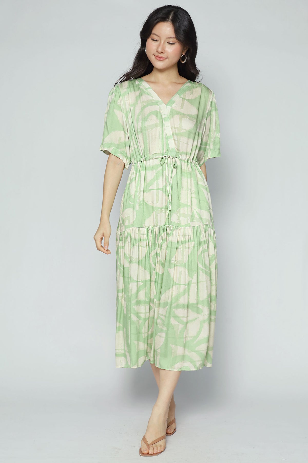 Reisha Dress in Sage Strokes