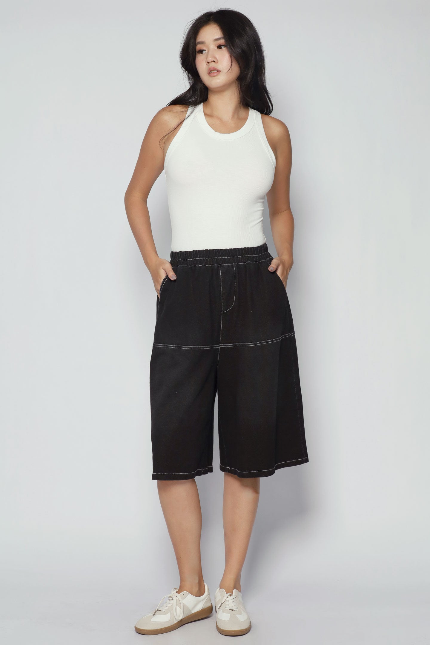 Backorders Rex Denim Culottes in Black