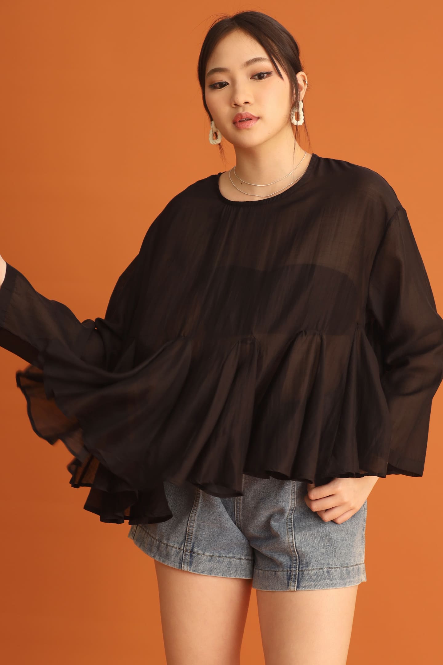 CHOSEN: Rosé Flare Blouse in Black