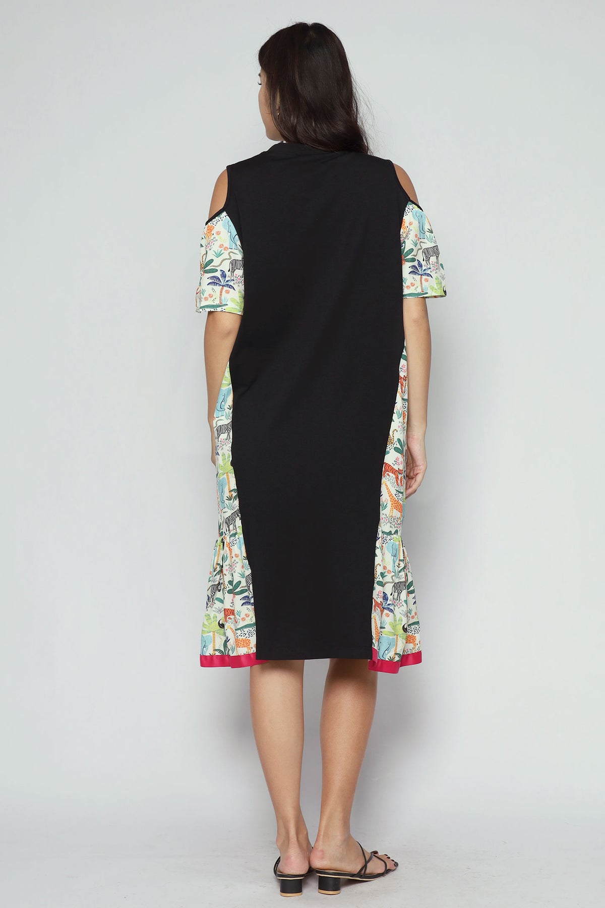 Roselle Cold Shoulder Dress in Animal Jungle