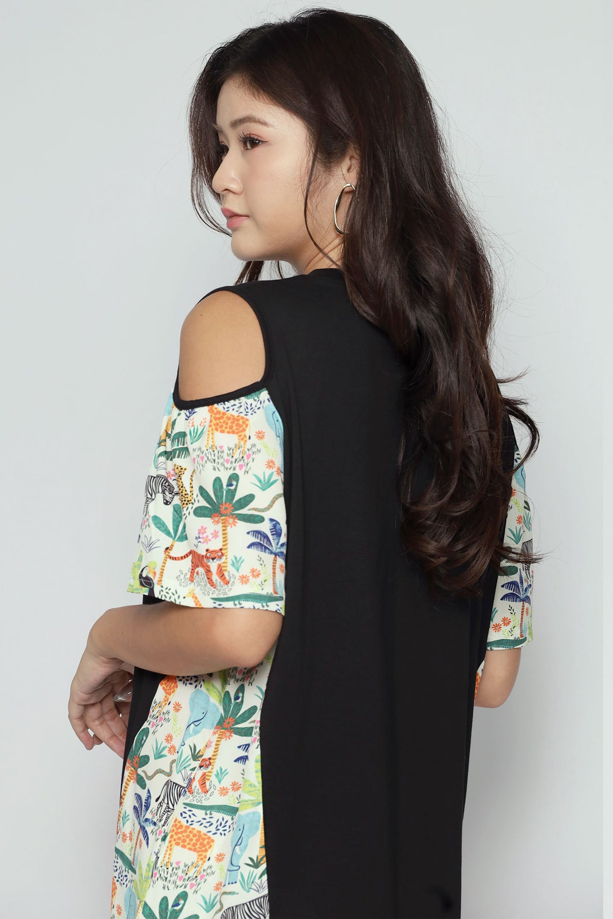 Roselle Cold Shoulder Dress in Animal Jungle