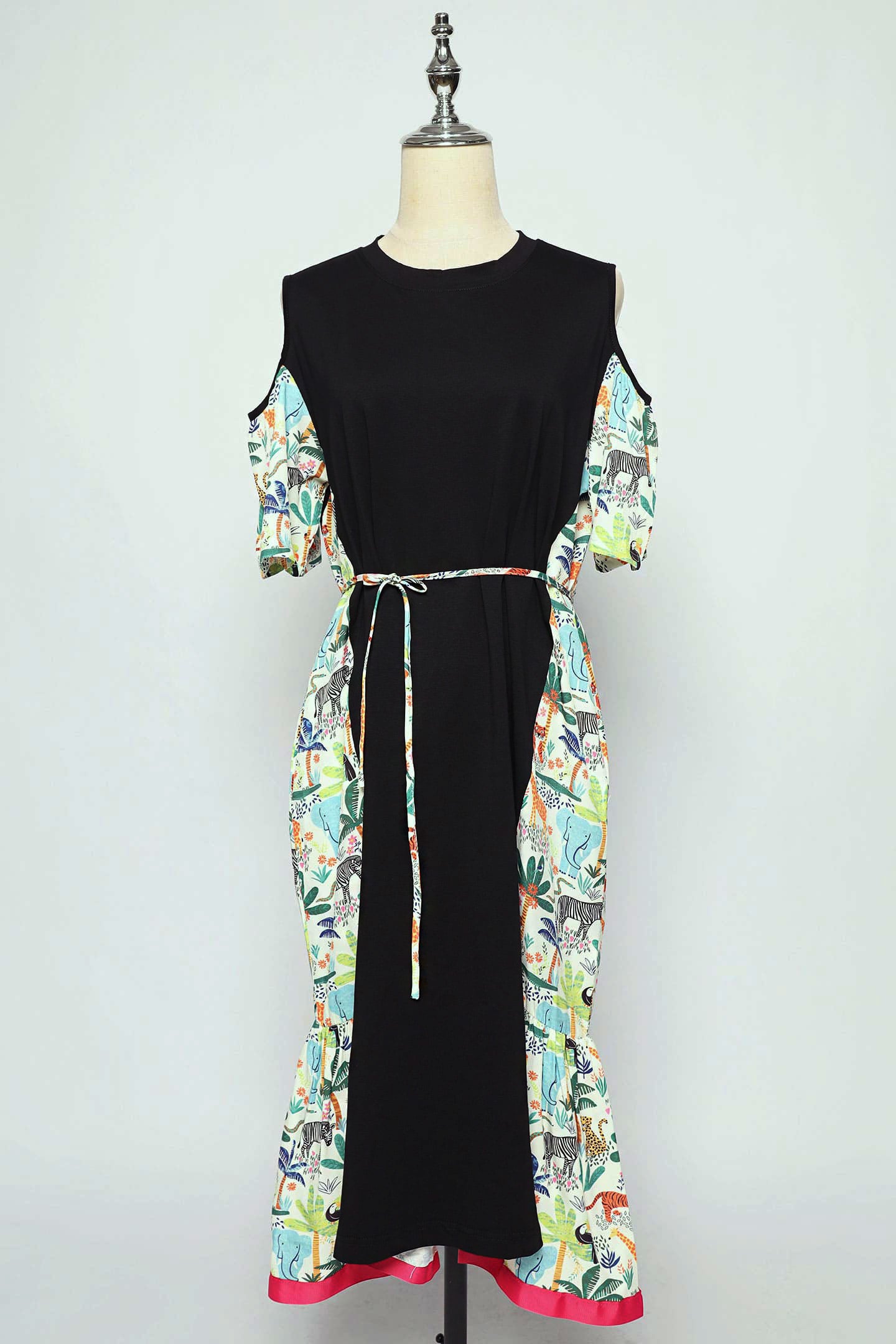 PO - Roselle Cold Shoulder Dress in Animal Jungle