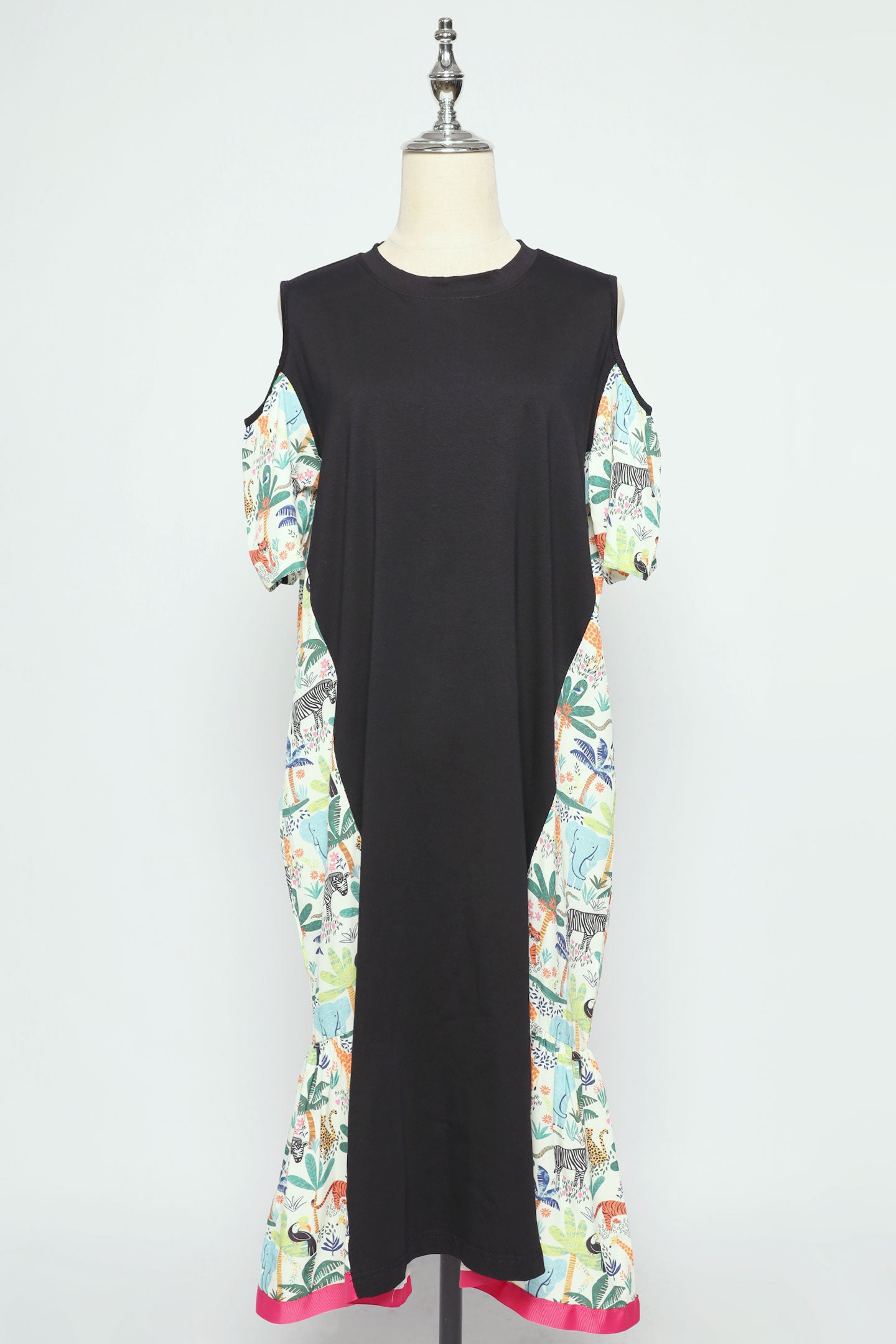 PO - Roselle Cold Shoulder Dress in Animal Jungle