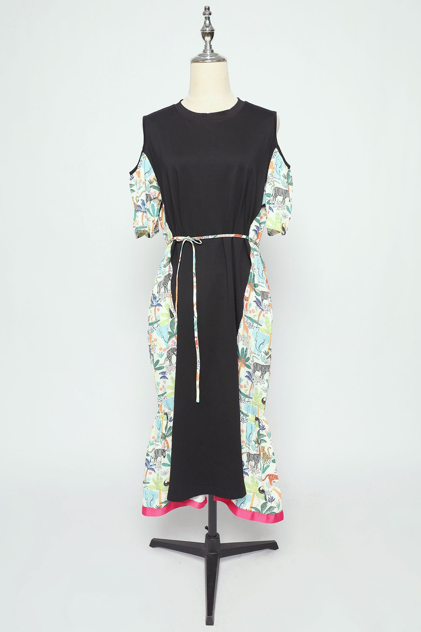 PO - Roselle Cold Shoulder Dress in Animal Jungle