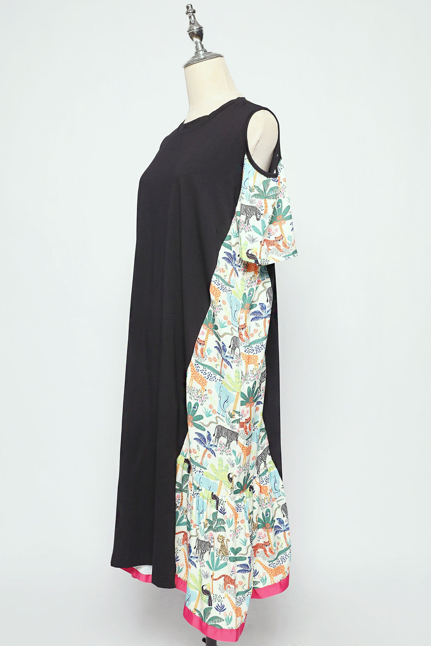 PO - Roselle Cold Shoulder Dress in Animal Jungle