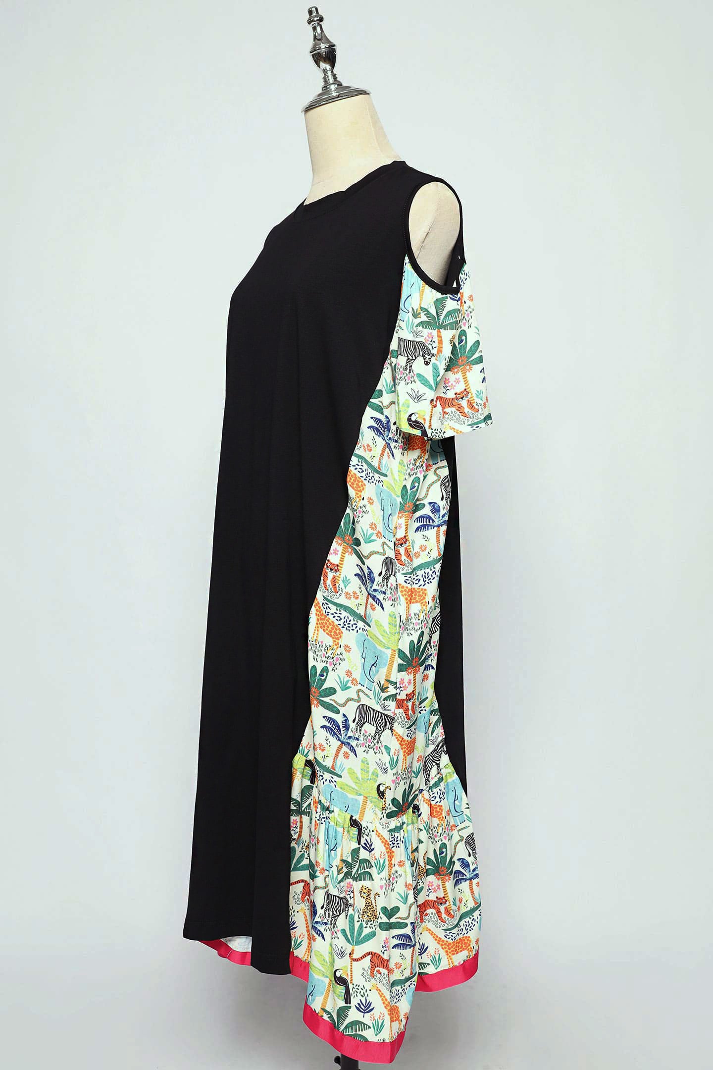 PO - Roselle Cold Shoulder Dress in Animal Jungle