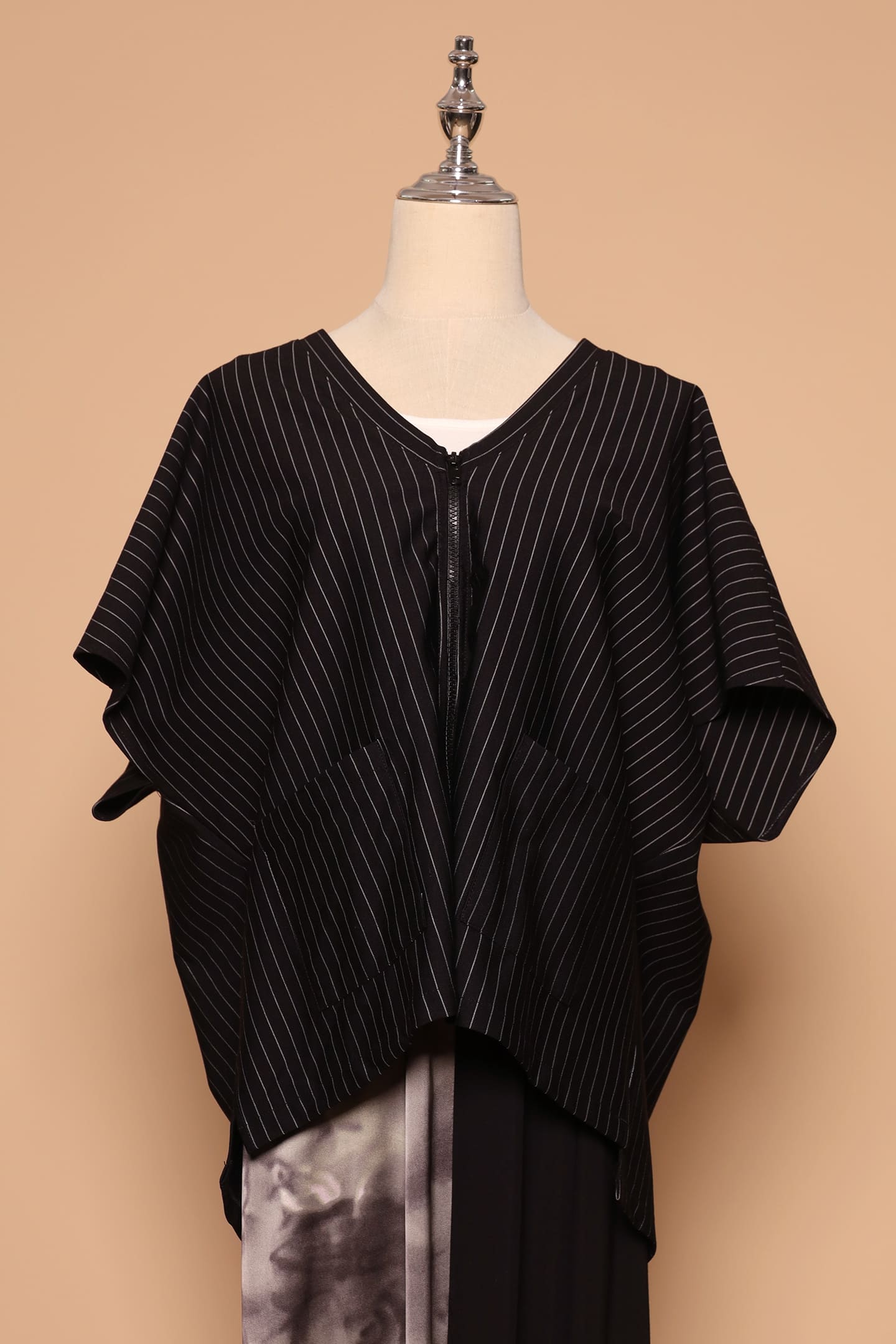 PO - Ryanne Zipper Jacket in Black Stripes