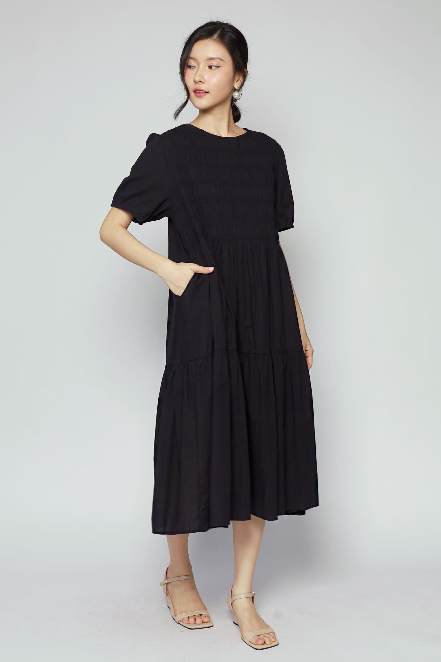 Sab Tiered Dress in Black
