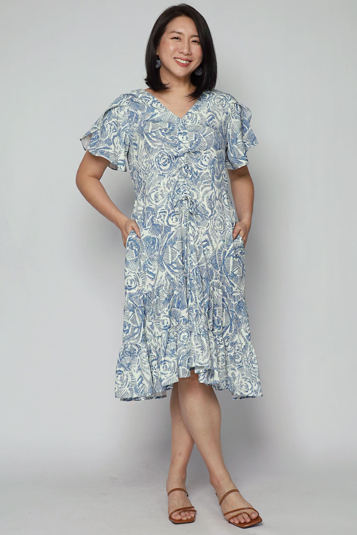 Santorini Dress in Rose Garden