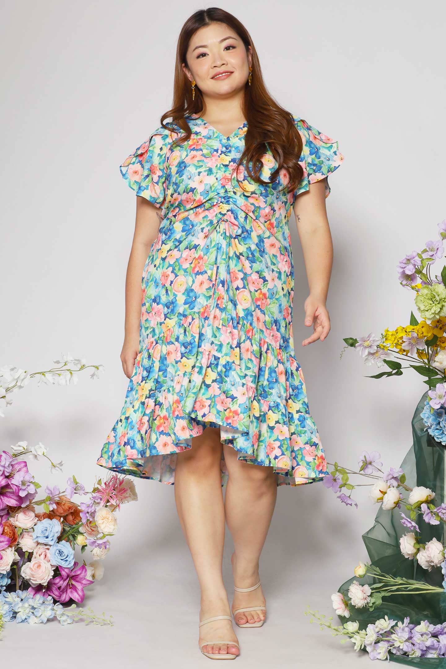 Santorini Dress in Sweetheart Garden