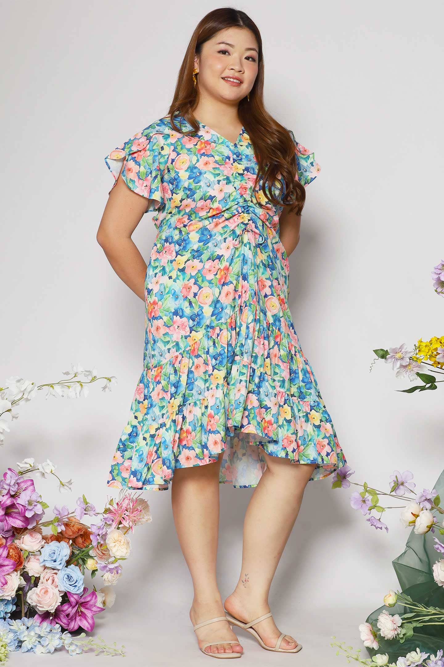 Santorini Dress in Sweetheart Garden