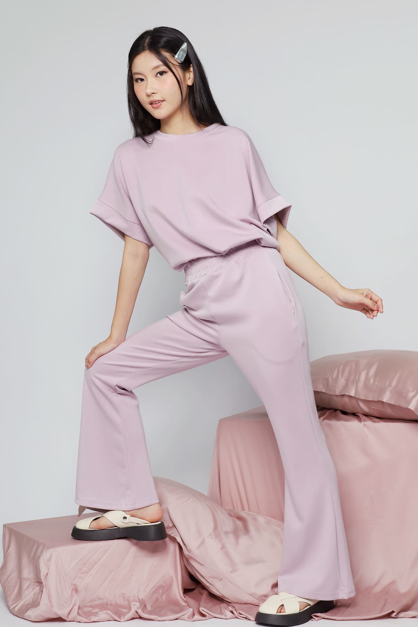 JOY - Saranghae 2 in 1 Top and Pants Set in Lilac Purple