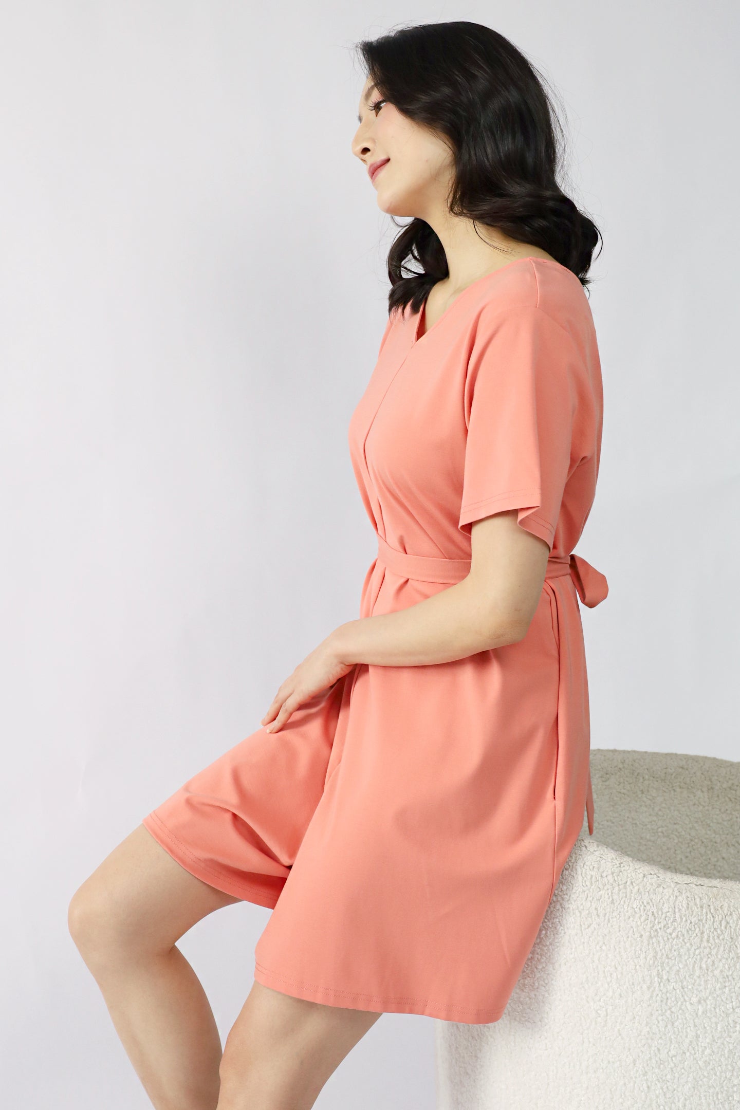 TENCEL - Second Skin Playsuit in Peach