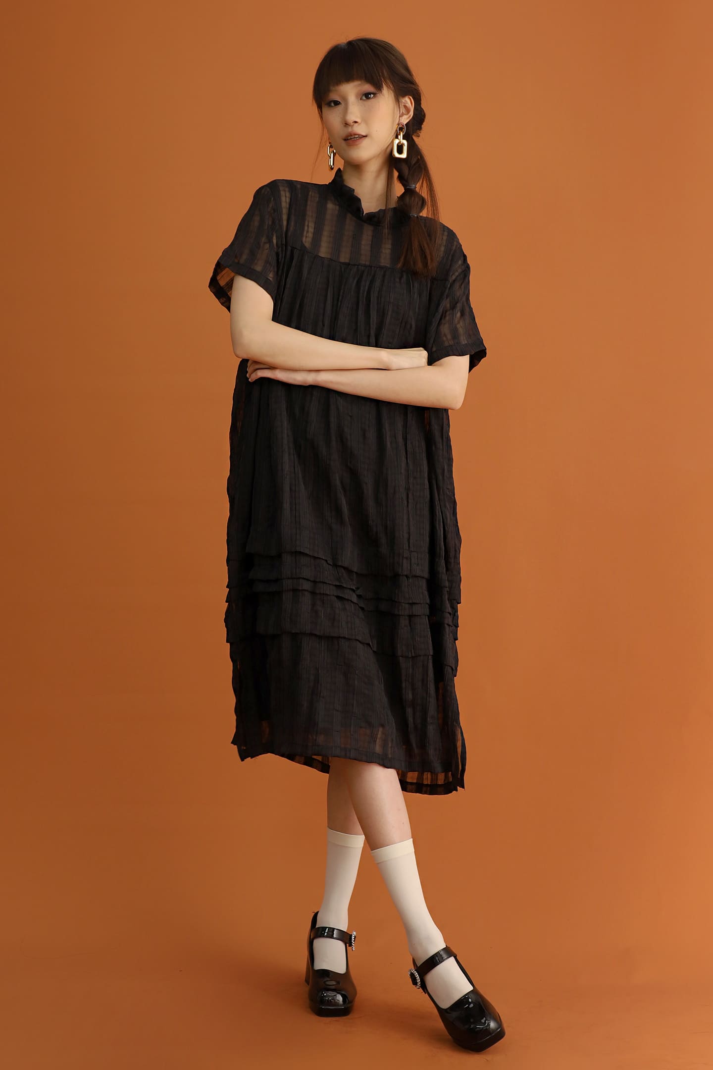 CHOSEN - Sen 2 in 1 Textured Dress in Black