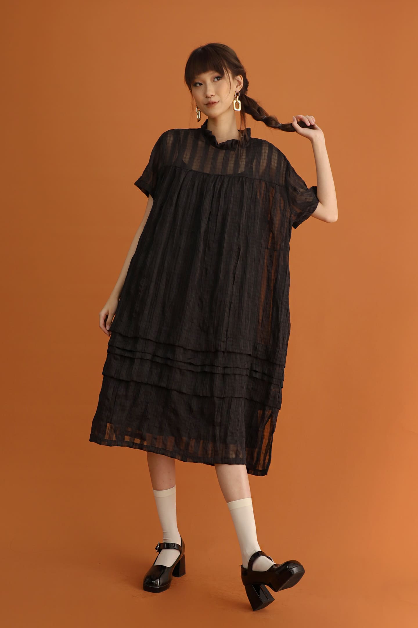 CHOSEN - Sen 2 in 1 Textured Dress in Black