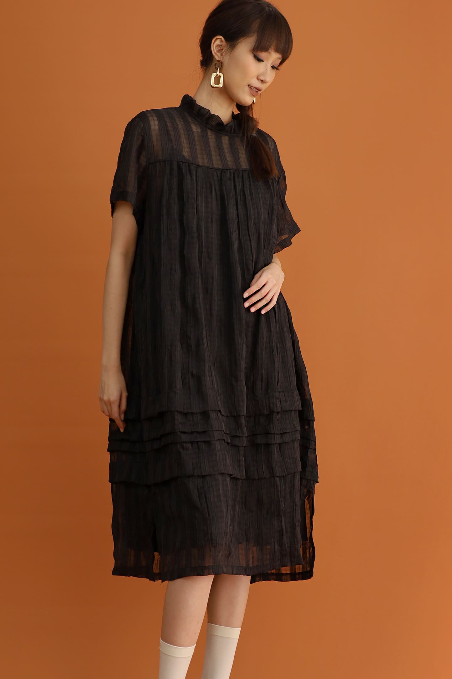 CHOSEN - Sen 2 in 1 Textured Dress in Black