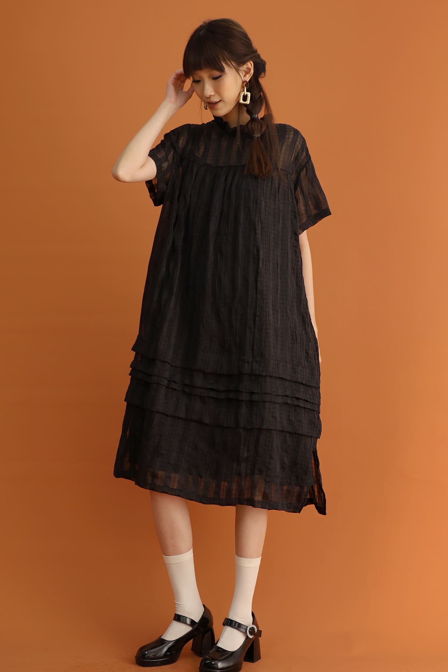 CHOSEN - Sen 2 in 1 Textured Dress in Black