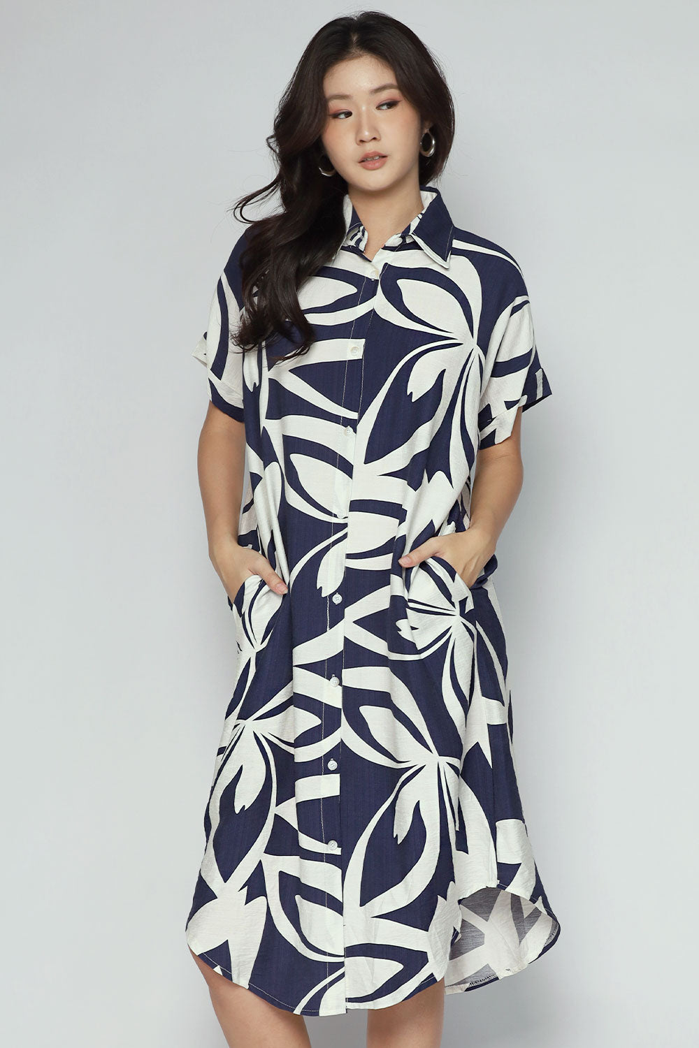 Shanny Shirt Dress in Blue Hawaiian