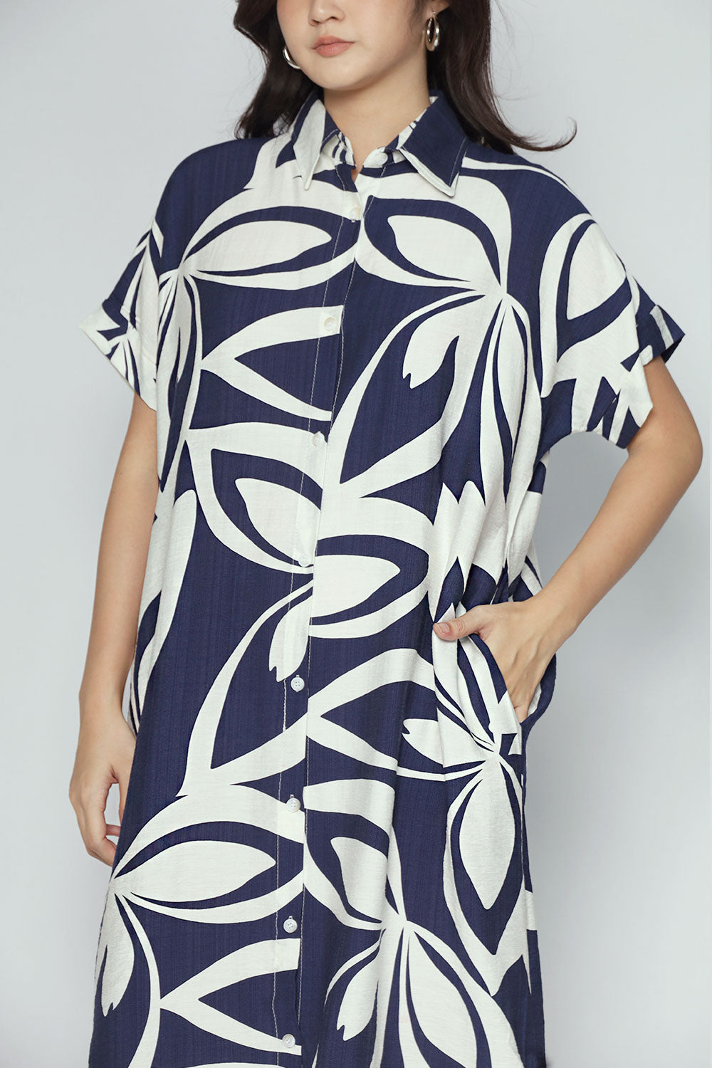 Shanny Shirt Dress in Blue Hawaiian