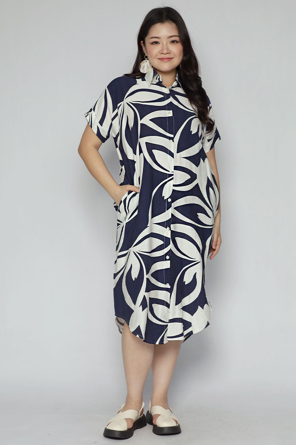 Shanny Shirt Dress in Blue Hawaiian