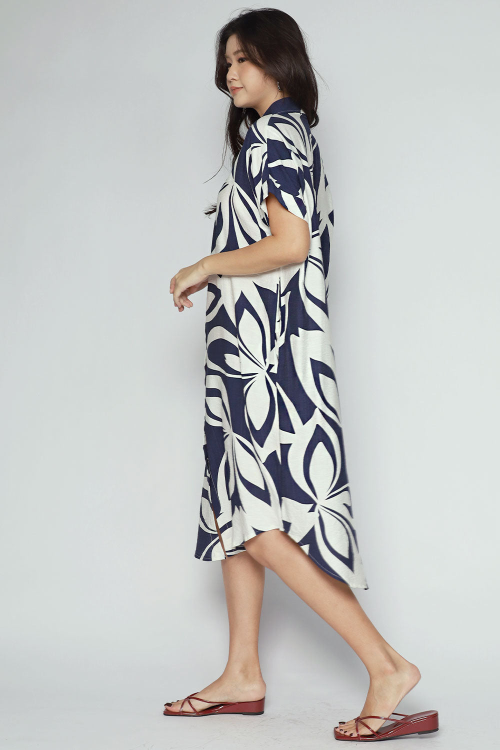 Shanny Shirt Dress in Blue Hawaiian