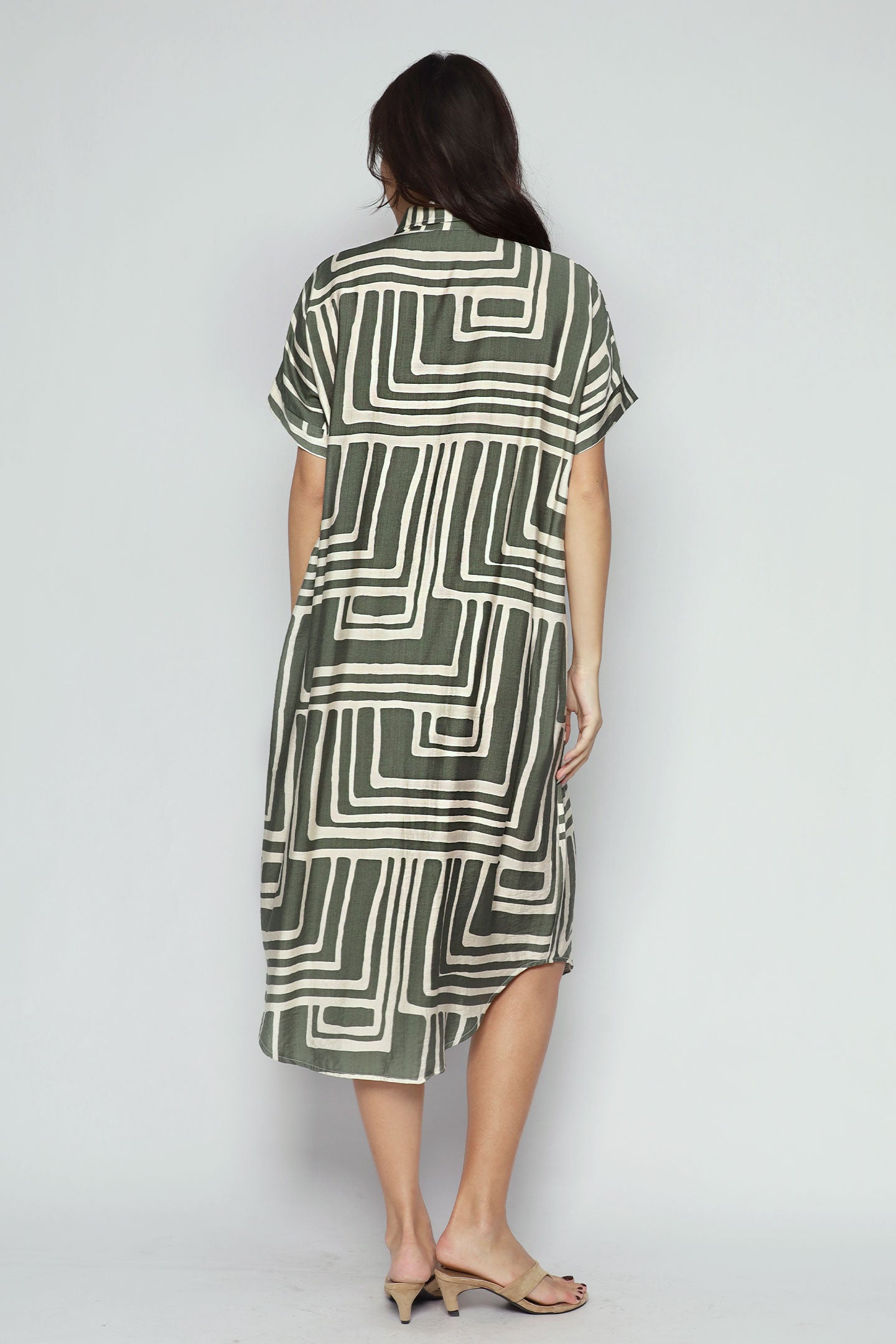 Backorders Shanny Shirt Dress in Green Tracks