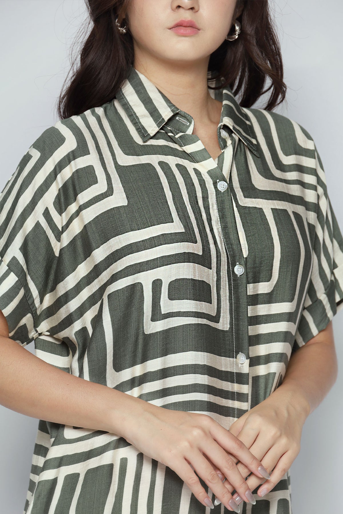 Backorders Shanny Shirt Dress in Green Tracks