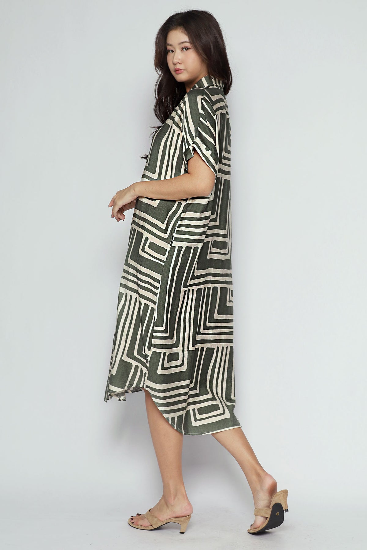 Backorders Shanny Shirt Dress in Green Tracks