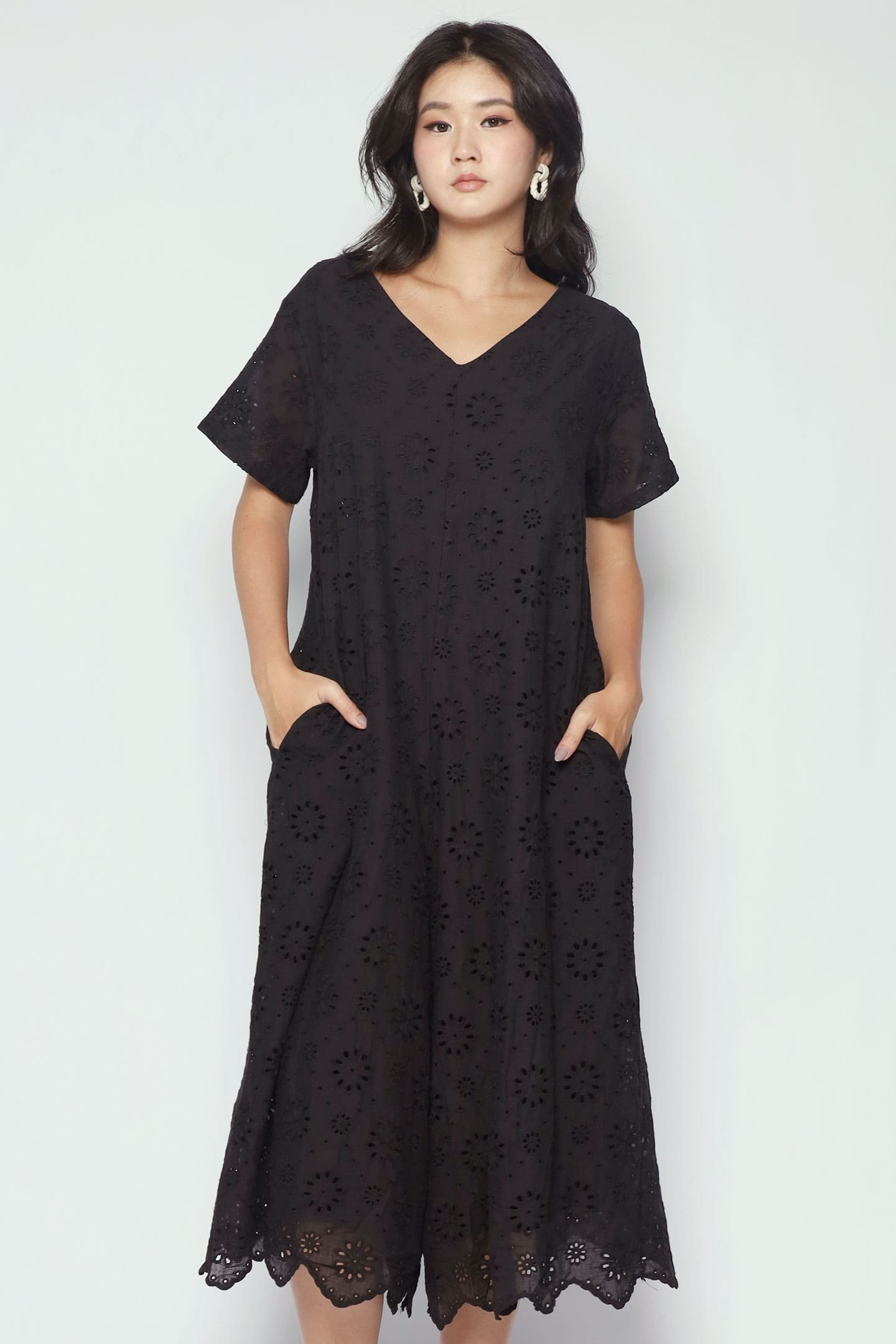 Shirokuro Jumpsuit in Black Crochet